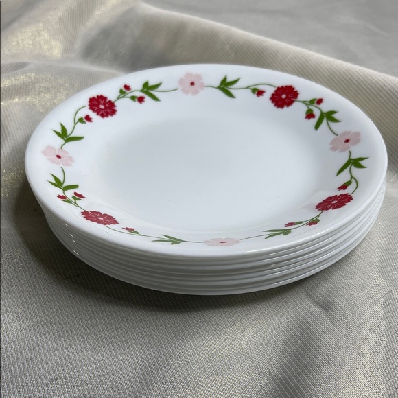 Corelle Spring Pink Pattern Side Bread Dessert Plates Set of 8 White Pink Red - Picture 2 of 5